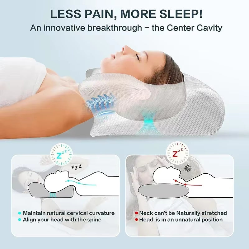 Neck Pillow 1Pc Memory Foam Cervical Pillow, 2 in 1 Ergonomic Contour Orthopedic Pillow for Neck Pain, Contoured Support Pillows