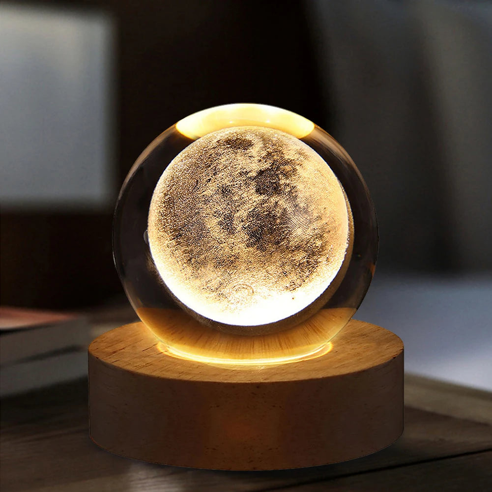 3D Galaxy Crystal Ball Lamp – USB Night Light