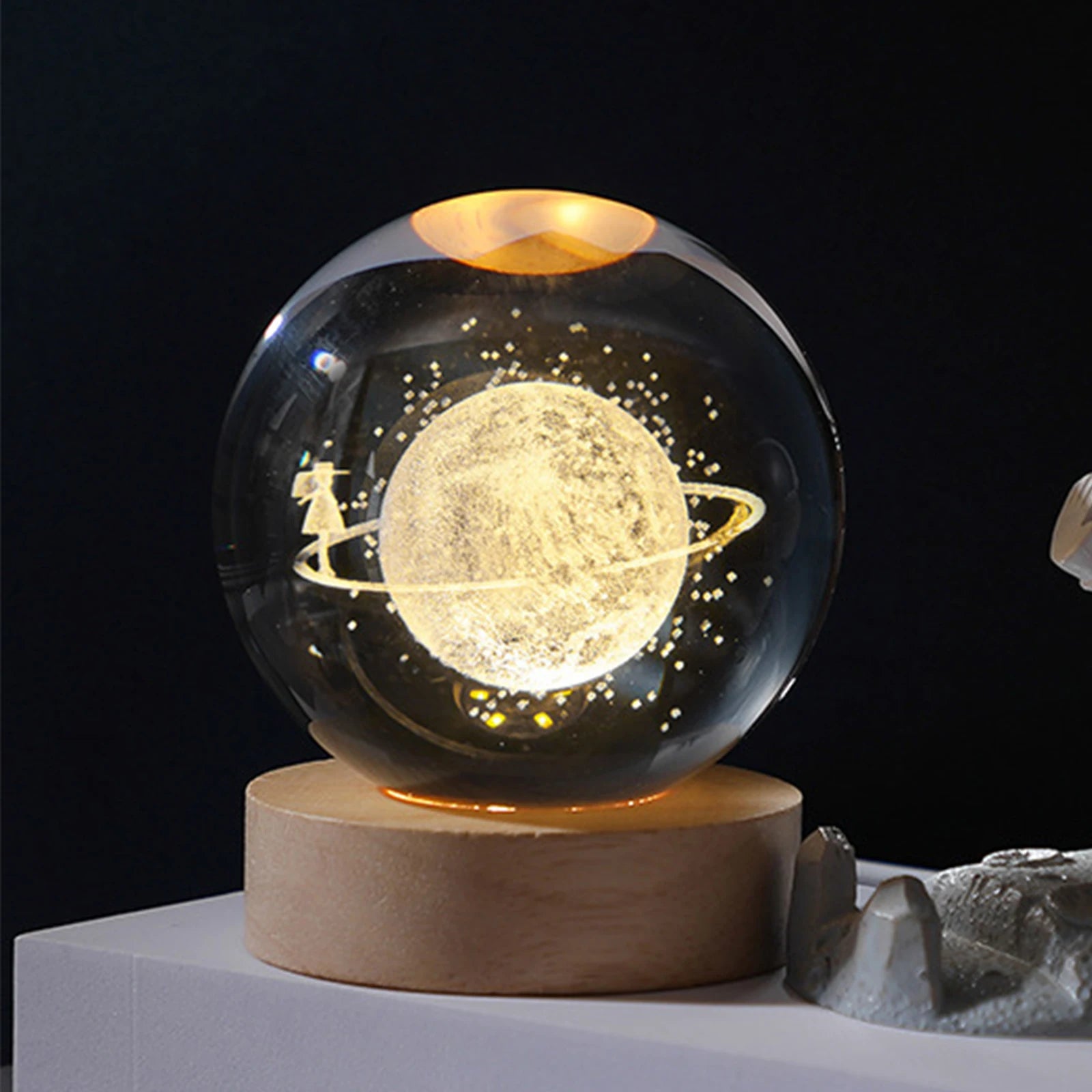 3D Galaxy Crystal Ball Lamp – USB Night Light