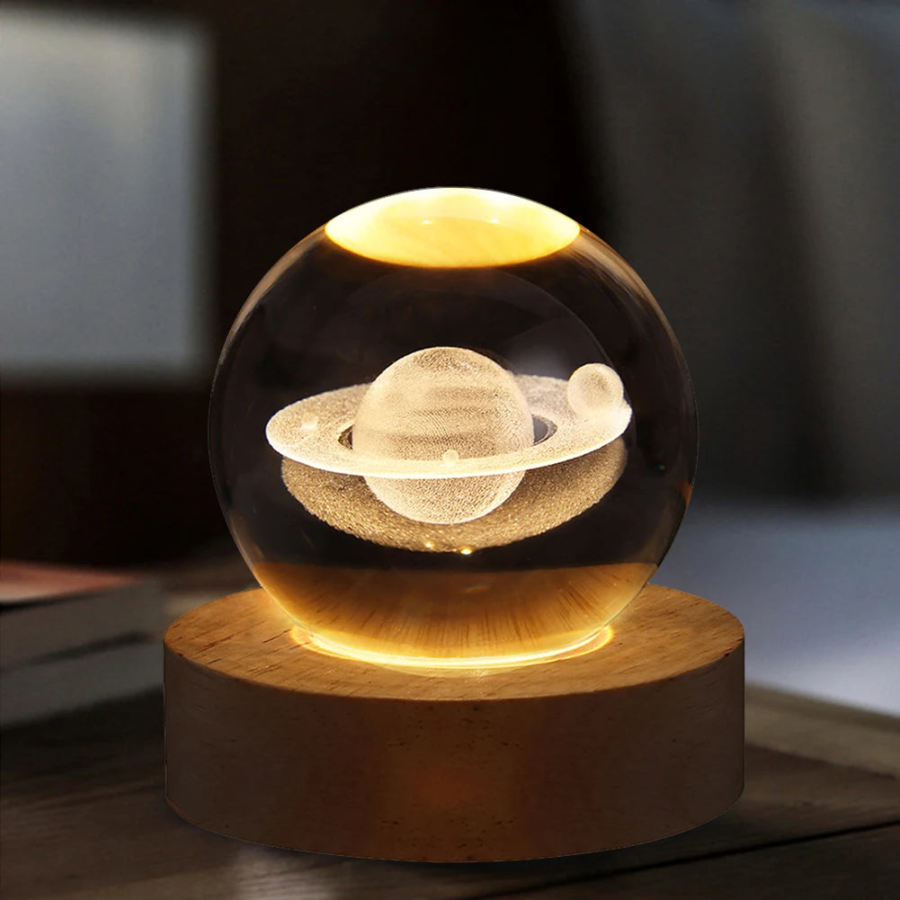 3D Galaxy Crystal Ball Lamp – USB Night Light