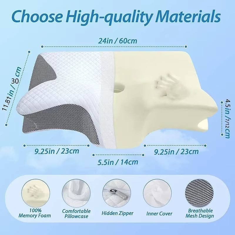 Neck Pillow 1Pc Memory Foam Cervical Pillow, 2 in 1 Ergonomic Contour Orthopedic Pillow for Neck Pain, Contoured Support Pillows