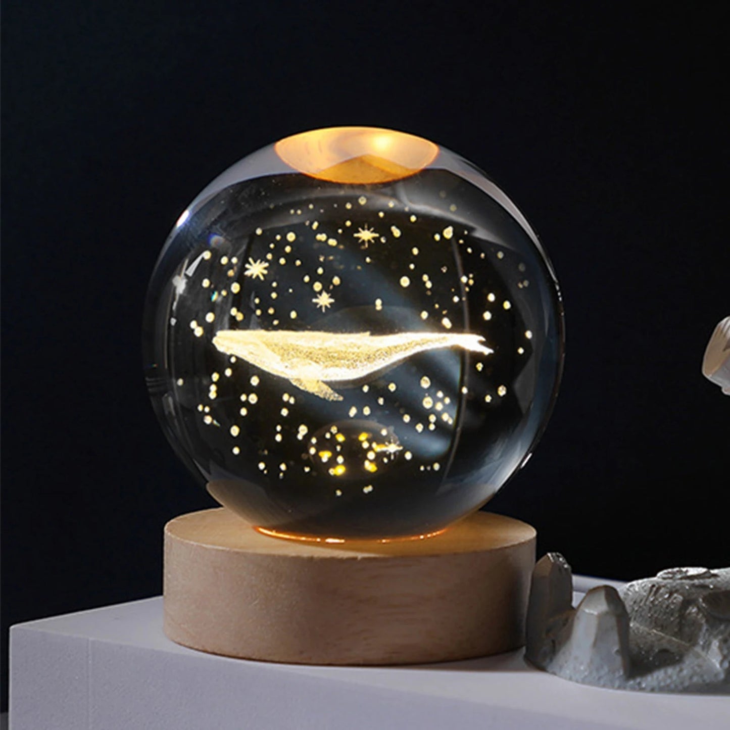 3D Galaxy Crystal Ball Lamp – USB Night Light