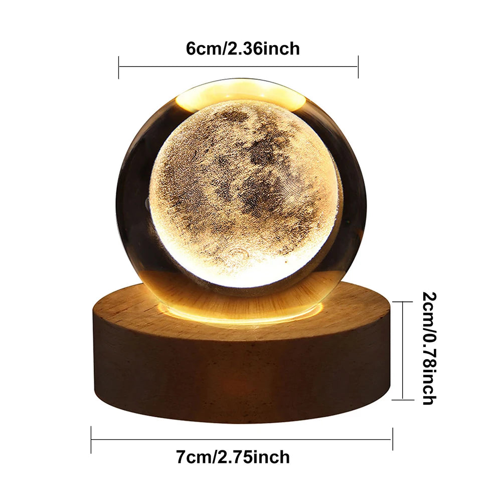 3D Galaxy Crystal Ball Lamp – USB Night Light