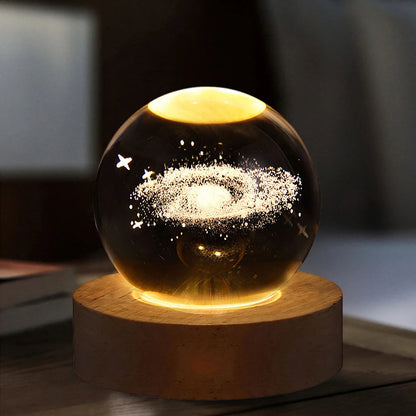 3D Galaxy Crystal Ball Lamp – USB Night Light